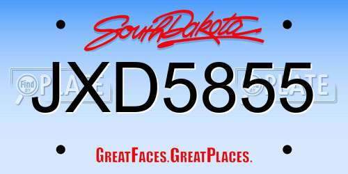 JXD5855 South Dakota License Plate