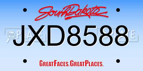 JXD8588 South Dakota License Plate