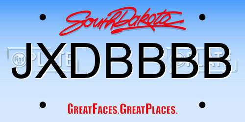 JXDBBBB South Dakota License Plate