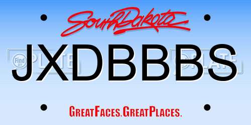 JXDBBBS South Dakota License Plate
