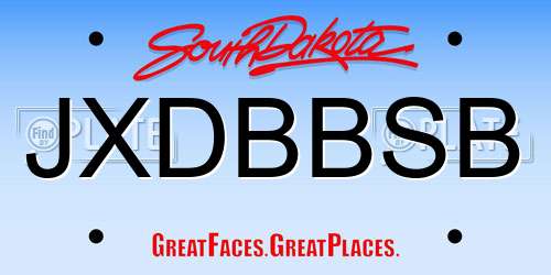 JXDBBSB South Dakota License Plate