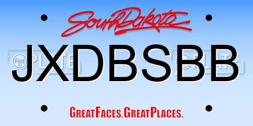 JXDBSBB South Dakota License Plate