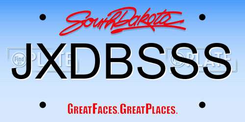 JXDBSSS South Dakota License Plate