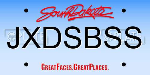 JXDSBSS South Dakota License Plate