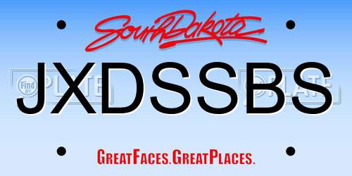 JXDSSBS South Dakota License Plate