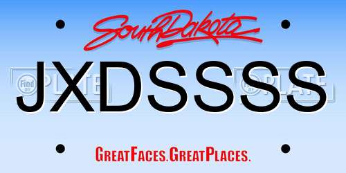 JXDSSSS South Dakota License Plate