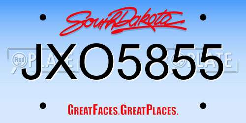 JXO5855 South Dakota License Plate