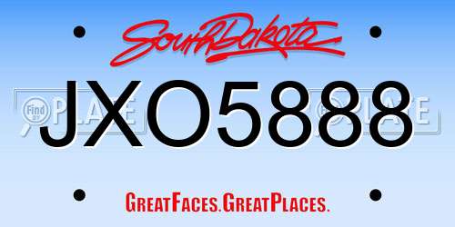 JXO5888 South Dakota License Plate