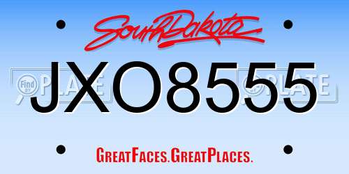 JXO8555 South Dakota License Plate
