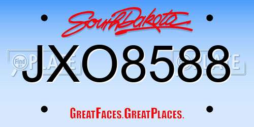 JXO8588 South Dakota License Plate