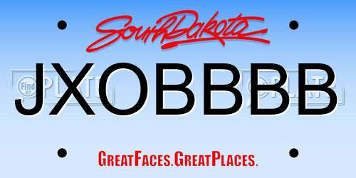 JXOBBBB South Dakota License Plate