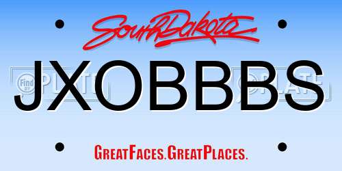 JXOBBBS South Dakota License Plate