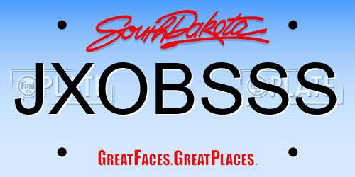 JXOBSSS South Dakota License Plate
