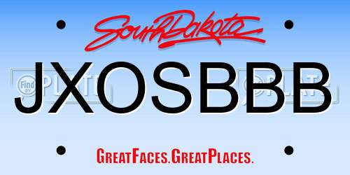 JXOSBBB South Dakota License Plate