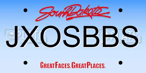 JXOSBBS South Dakota License Plate