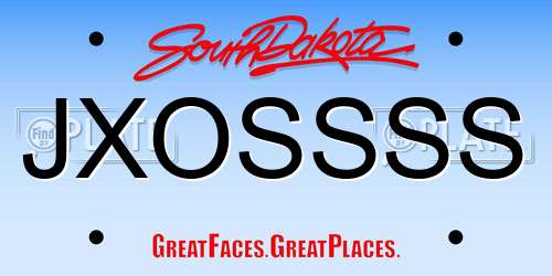 JXOSSSS South Dakota License Plate