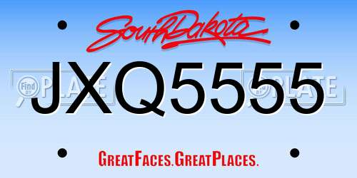 JXQ5555 South Dakota License Plate