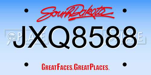 JXQ8588 South Dakota License Plate