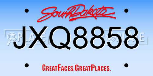 JXQ8858 South Dakota License Plate