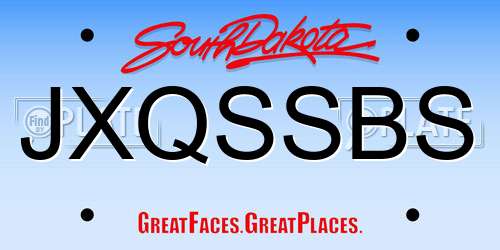 JXQSSBS South Dakota License Plate