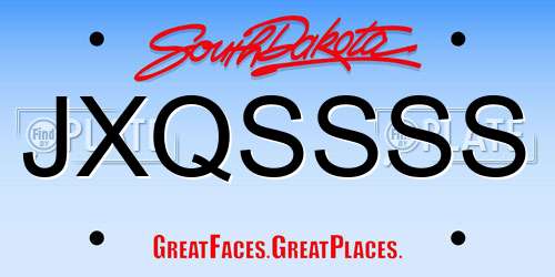JXQSSSS South Dakota License Plate