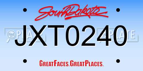 JXT0240 South Dakota License Plate