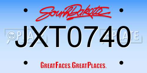 JXT0740 South Dakota License Plate