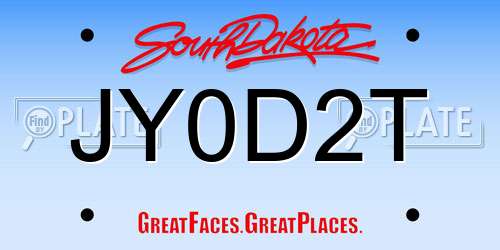 JY0D2T South Dakota License Plate