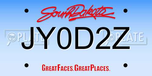 JY0D2Z South Dakota License Plate