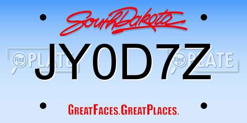JY0D7Z South Dakota License Plate