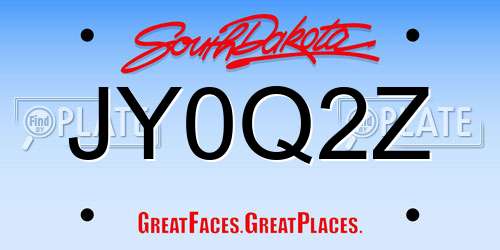 JY0Q2Z South Dakota License Plate