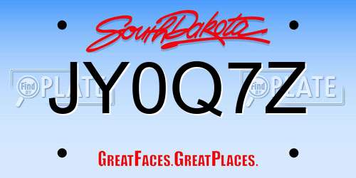 JY0Q7Z South Dakota License Plate