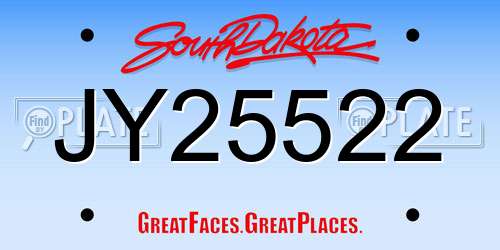 JY25522 South Dakota License Plate