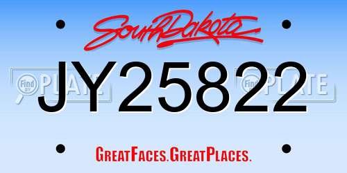 JY25822 South Dakota License Plate
