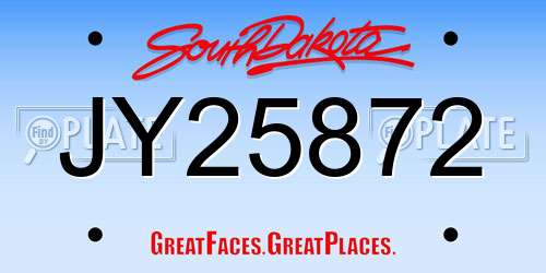 JY25872 South Dakota License Plate