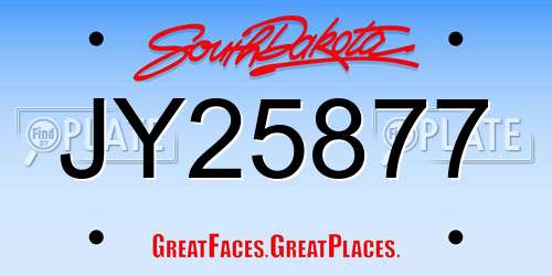 JY25877 South Dakota License Plate