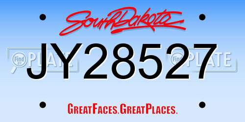 JY28527 South Dakota License Plate