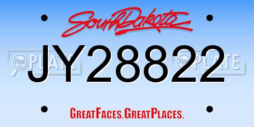 JY28822 South Dakota License Plate