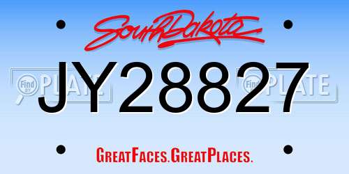 JY28827 South Dakota License Plate
