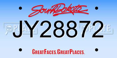 JY28872 South Dakota License Plate