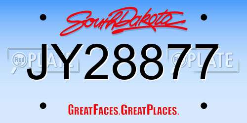 JY28877 South Dakota License Plate