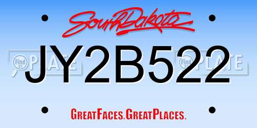 JY2B522 South Dakota License Plate