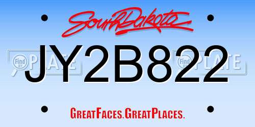 JY2B822 South Dakota License Plate