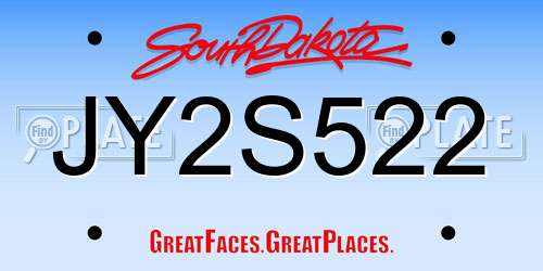 JY2S522 South Dakota License Plate
