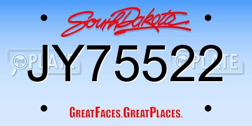 JY75522 South Dakota License Plate