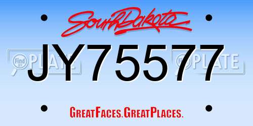 JY75577 South Dakota License Plate