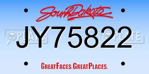 JY75822 South Dakota License Plate