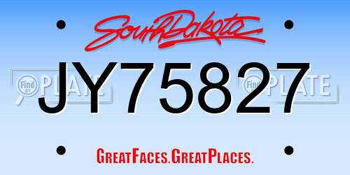 JY75827 South Dakota License Plate