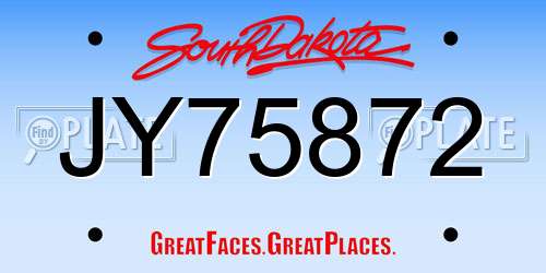 JY75872 South Dakota License Plate