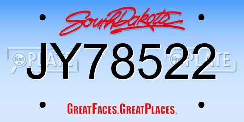 JY78522 South Dakota License Plate